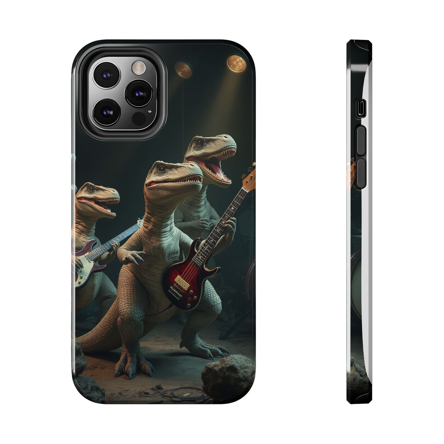 Rockin' Dinosaur Tough Phone Cases - Perfect for Music Lovers and Kids!