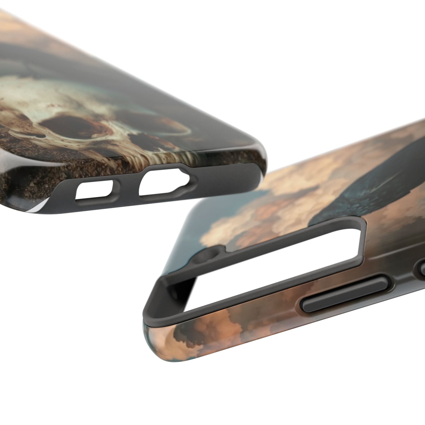 Gothic Raven Skull Tough Phone Case - Unique Protective Cover for Halloween Lovers