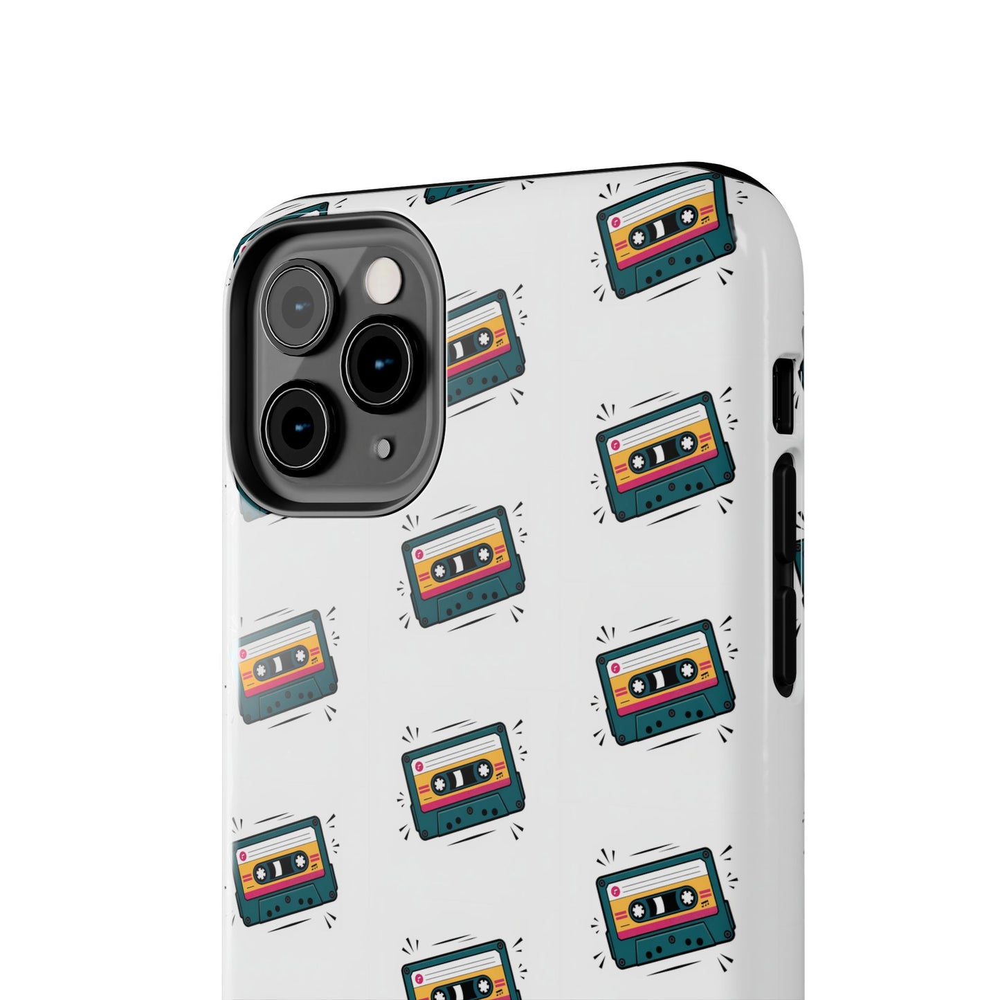 Retro Cassette Tape Phone Case Pattern - White