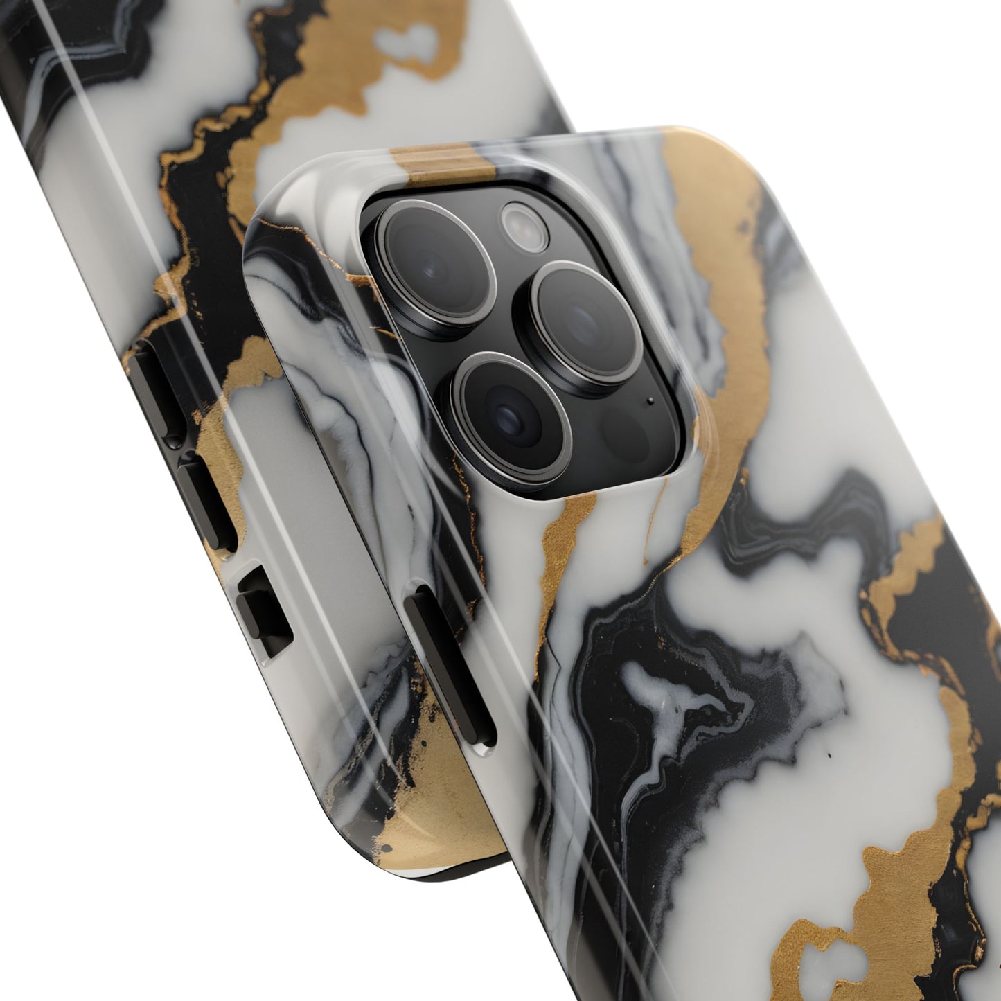 Elegant Gold Marble Tough Phone Case - Stylish Protection for Your iPhone