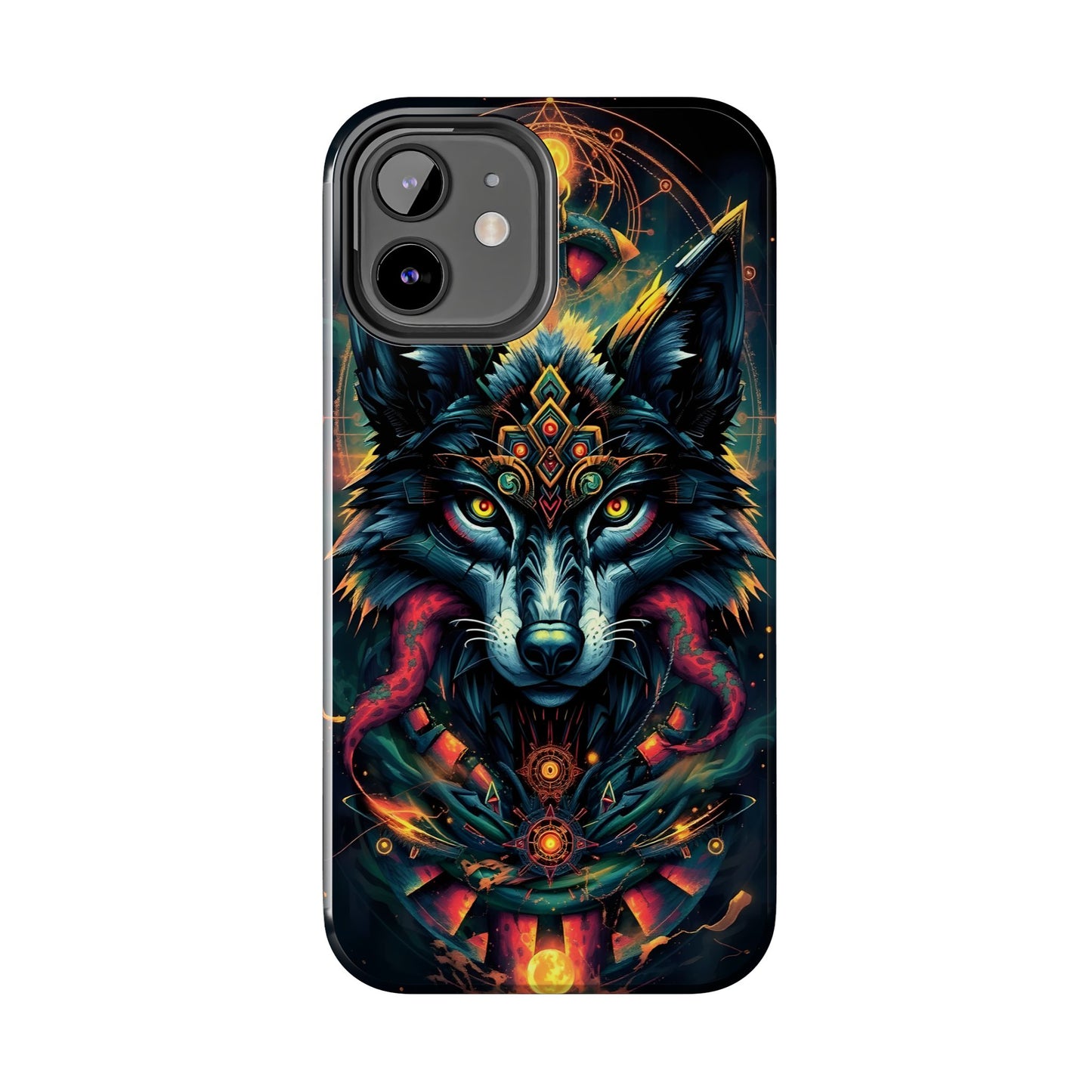 Vibrant Mystical Wolf Art Tough Phone Case - Durable & Unique Design for Animal Lovers - for iPhone