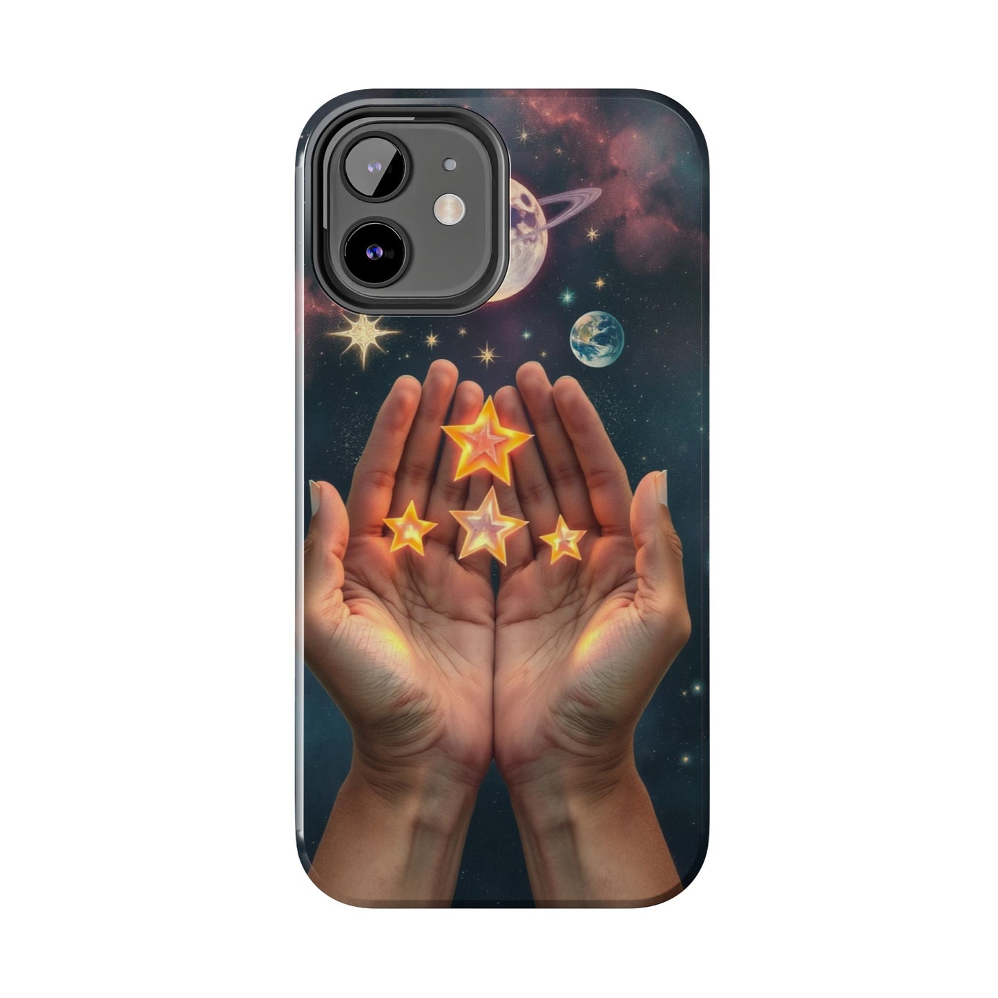 Galaxy Hands Tough Phone Case - Celestial Design for Star Lovers