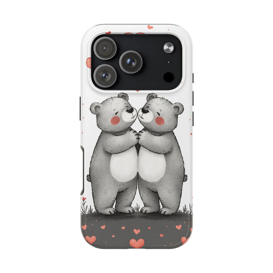 Cute Bear Love Tough Phone Case - Perfect for Valentine's Day & Couples