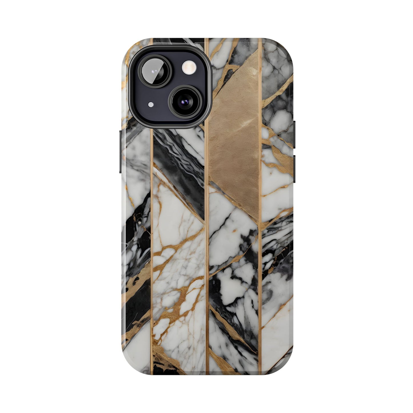 Marble Lines Tough Phone Case with Gold Accents - for iPhone