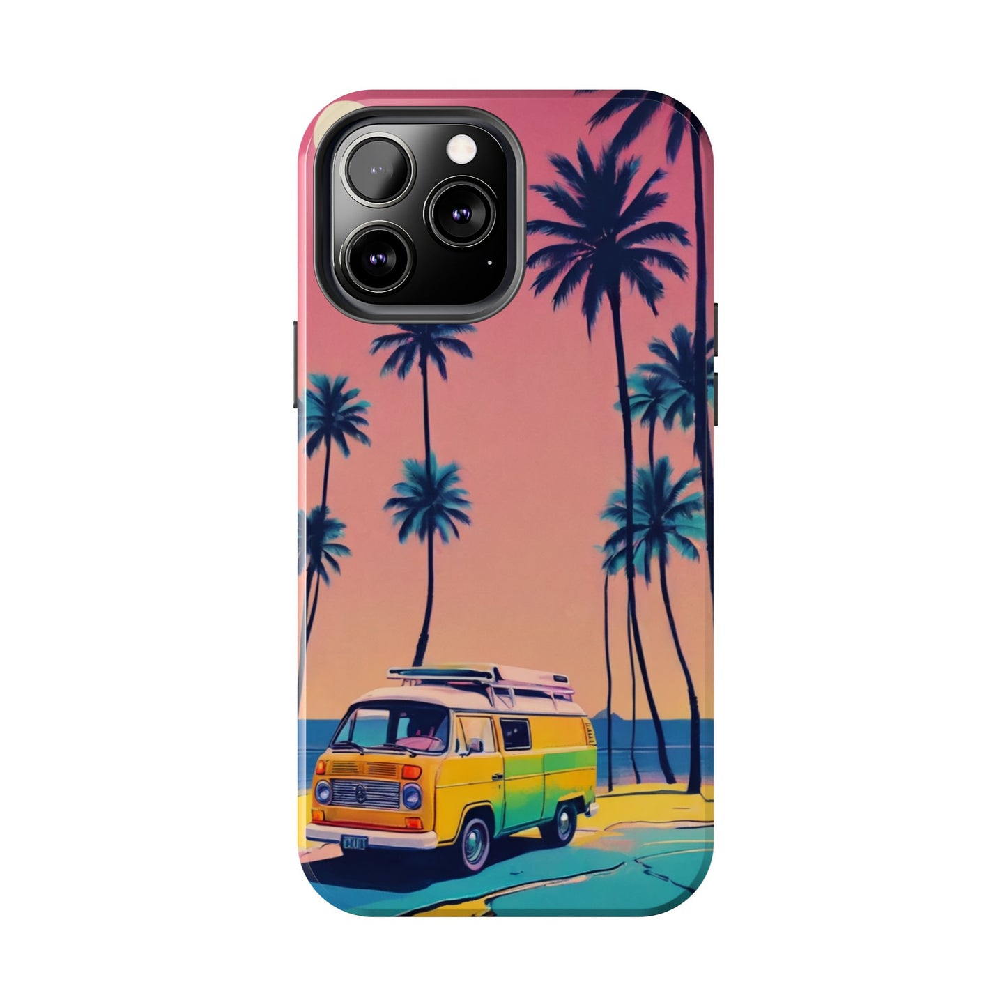 Tropical Beach Vibe Tough Phone Case - Vintage Van Design - for iPhone