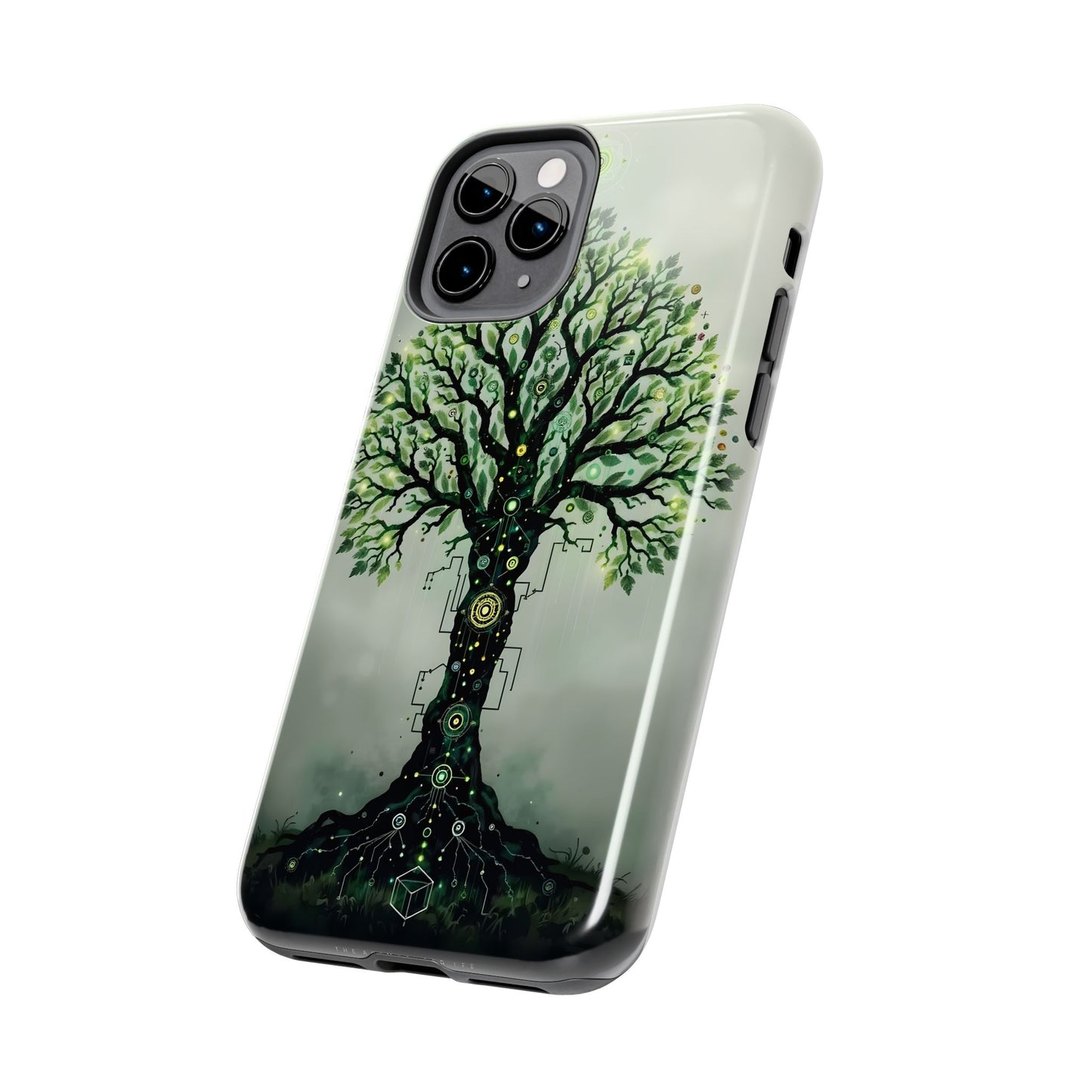 Nature-Inspired Tough Phone Case with Tech Tree Design - for iPhone