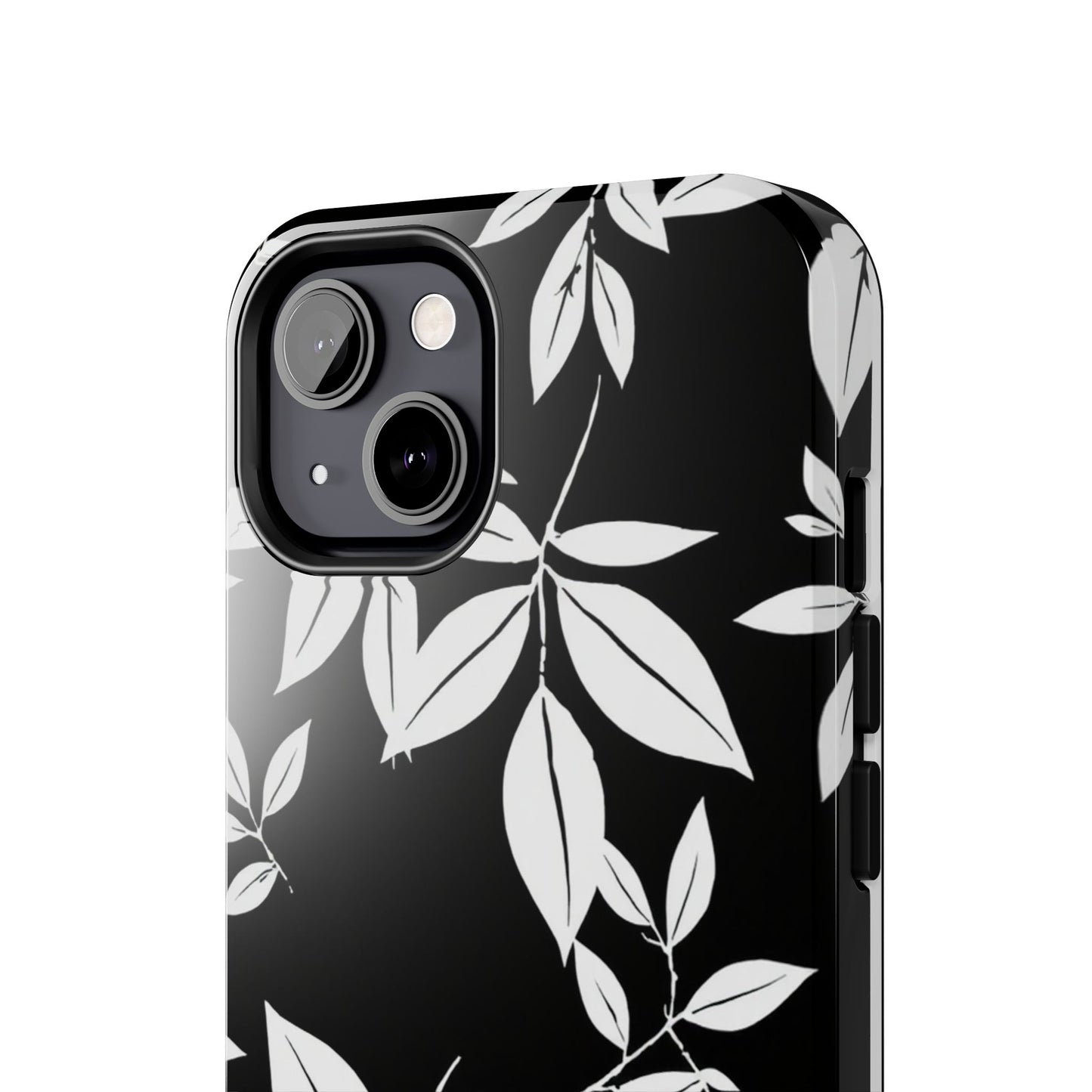 Chic Floral Tough Phone Case - Elegant Black & White Design for Stylish Protection