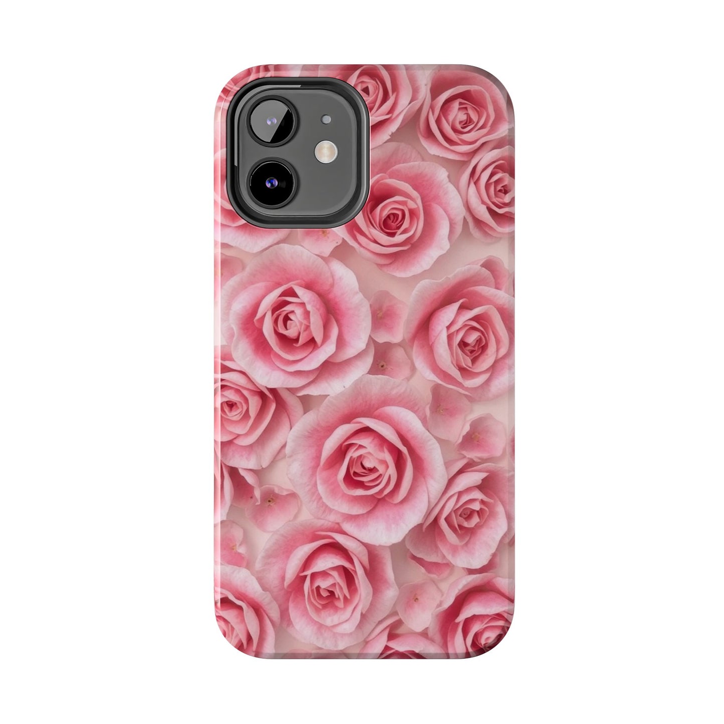 Floral Tough Phone Case - Pink Rose Design, Durable Protection for Flower Lovers
