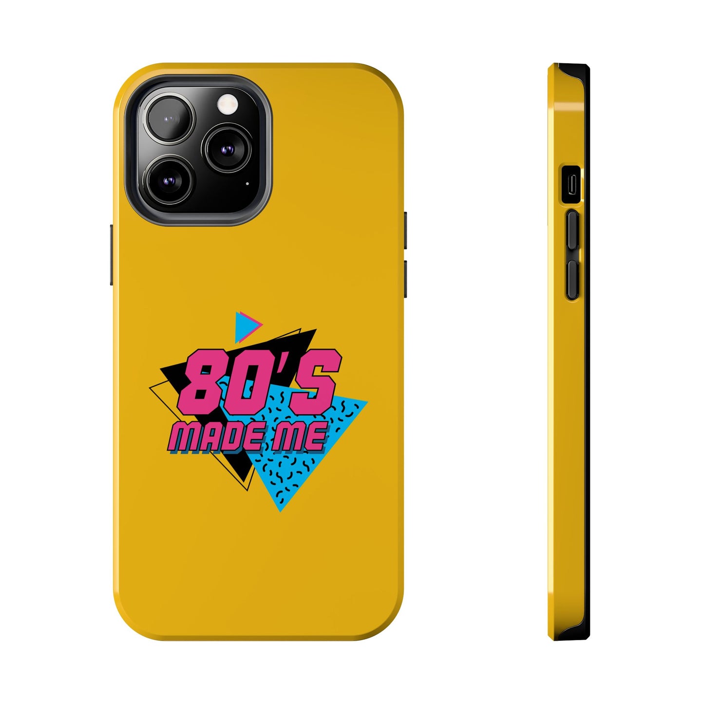 80's Made Me Tough Phone Case - Retro Yellow Silicone Cover - for iPhone