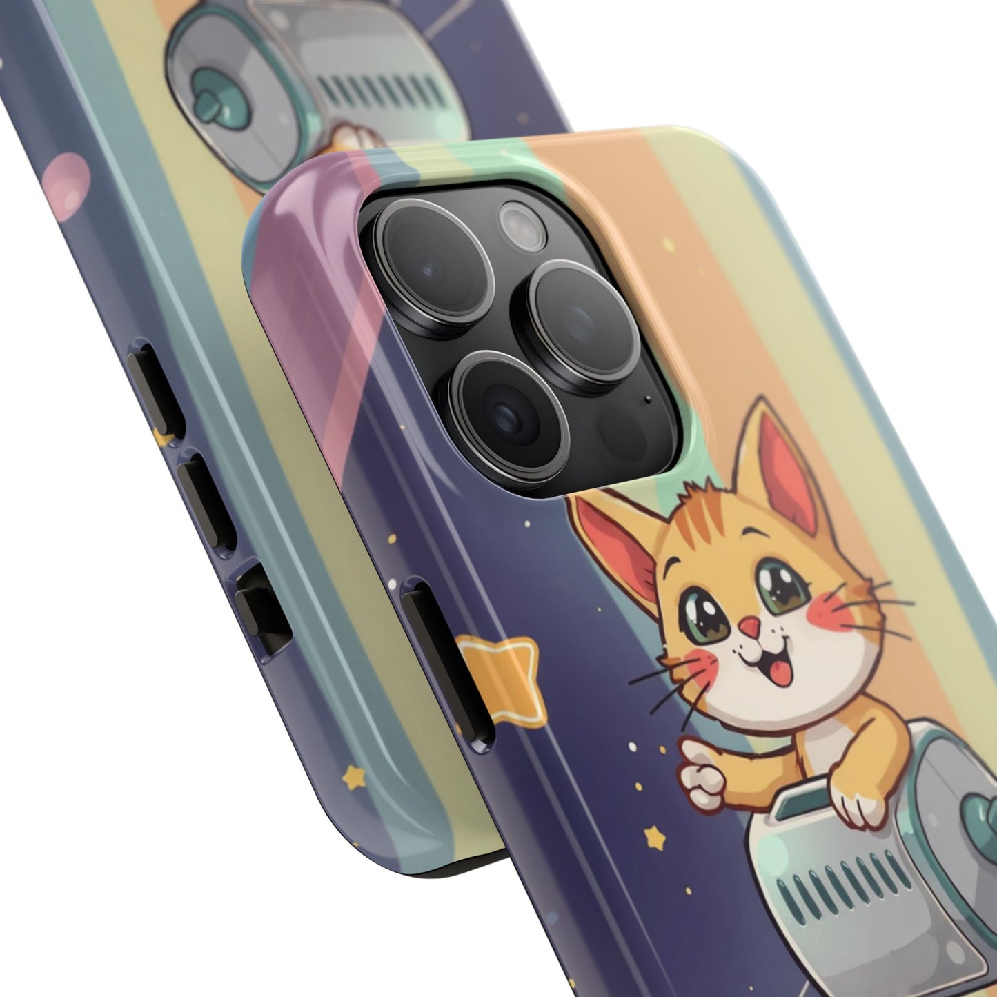 Cute Cat Rocket Phone Case - Vibrant and Playful Tough Case