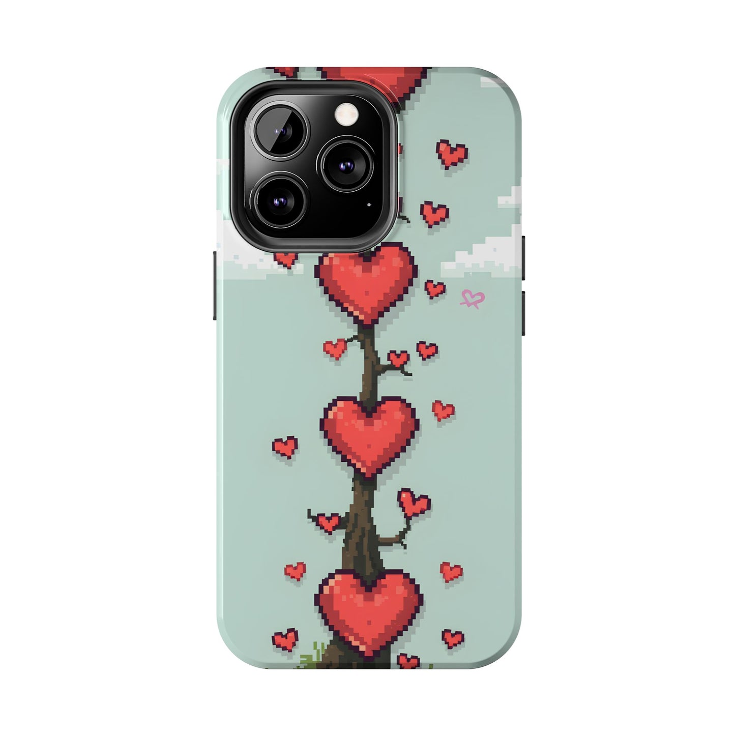 Pixelated Love Hearts Tree | Tough Phone Case - Cute Design - for iPhone
