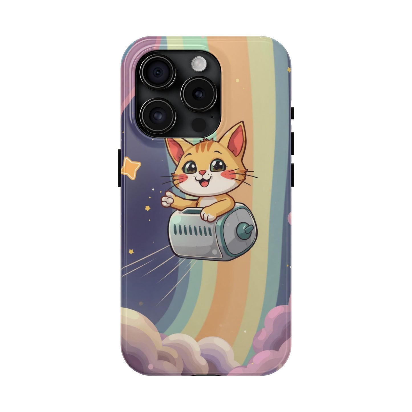 Cute Cat Rocket Phone Case - Vibrant and Playful Tough Case