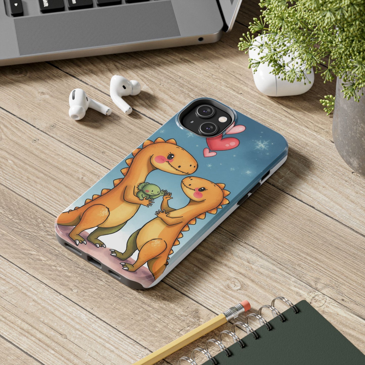 Dino Love Tough Phone Case - Cute & Durable Design for Kids & Parents