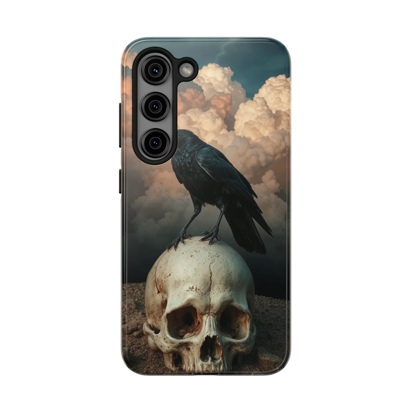 Gothic Raven Skull Tough Phone Case - Unique Protective Cover for Halloween Lovers