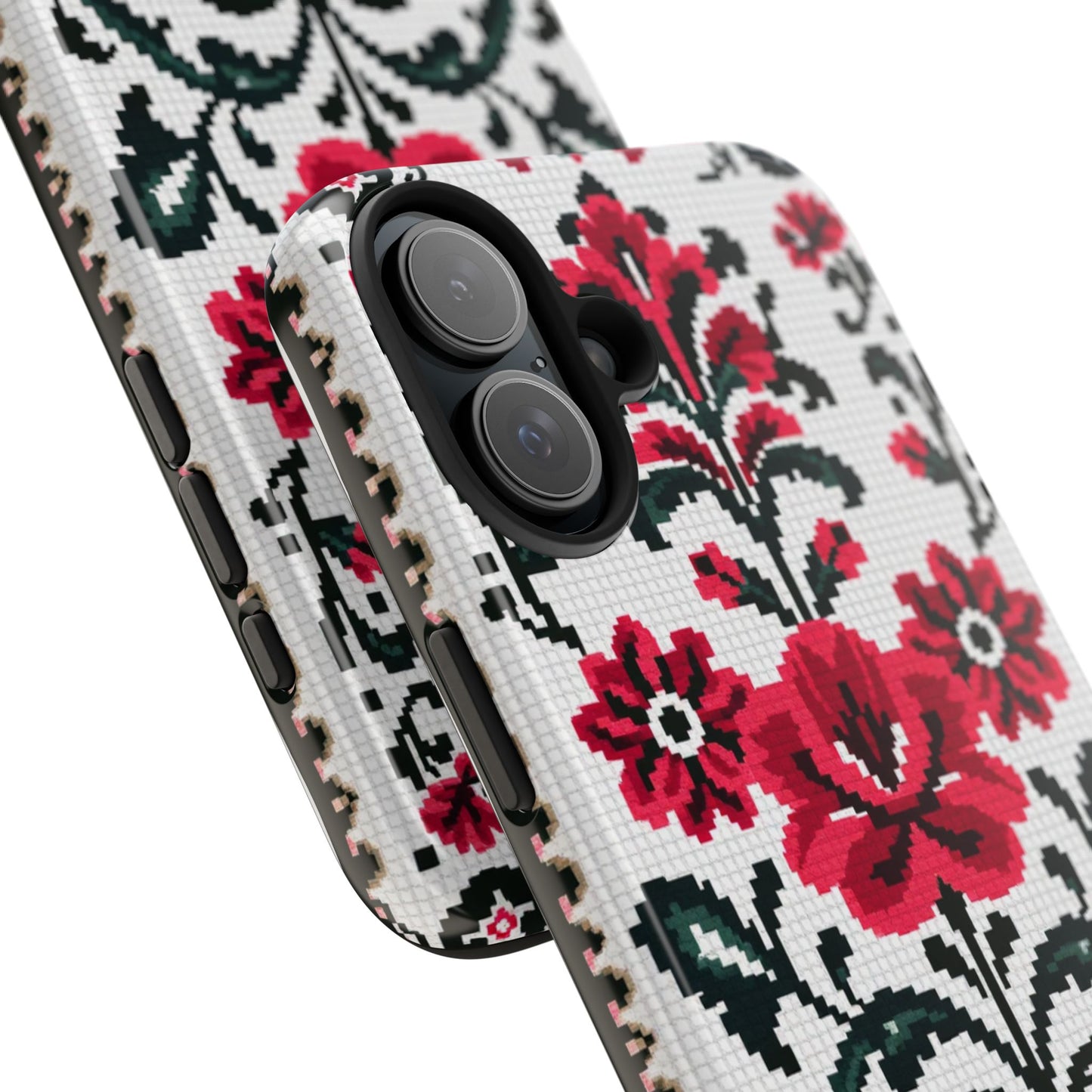 Traditional Floral Knit Tough Phone Cases - Durable Protection with Vintage Style - for iPhone