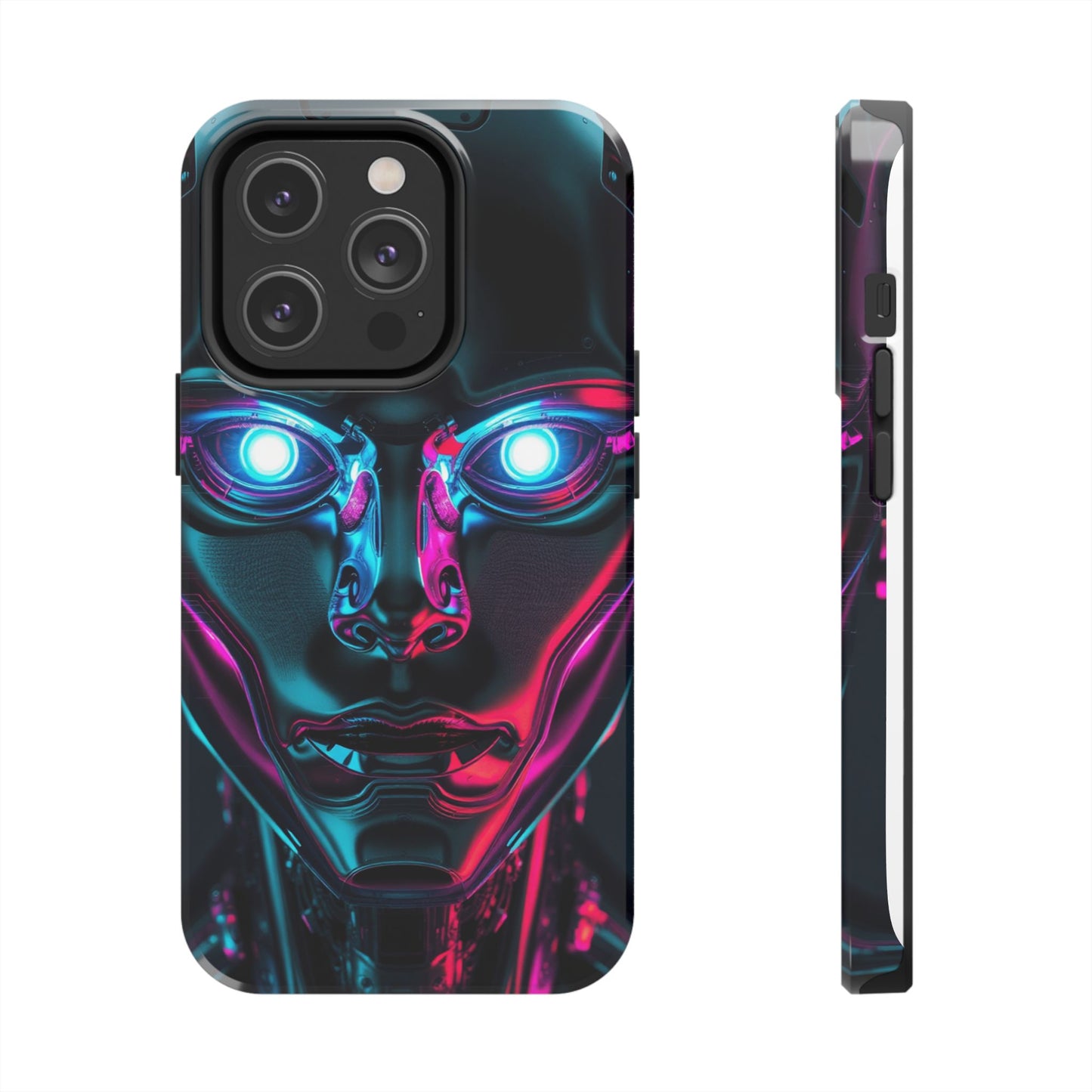 Futuristic Phone Case, Tough Phone Cover, Cyberpunk Style, Robot Design, Gift for Tech Lovers, Unique Phone Accessories