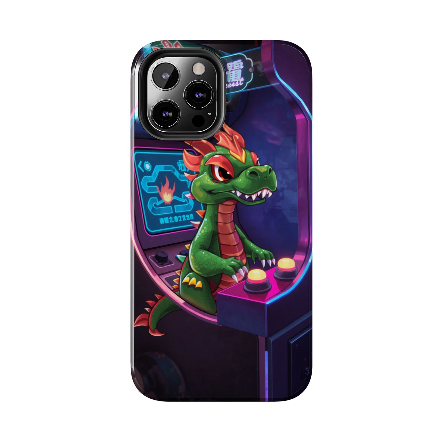 Retro Gamer Tough Phone Case with Dragon Design