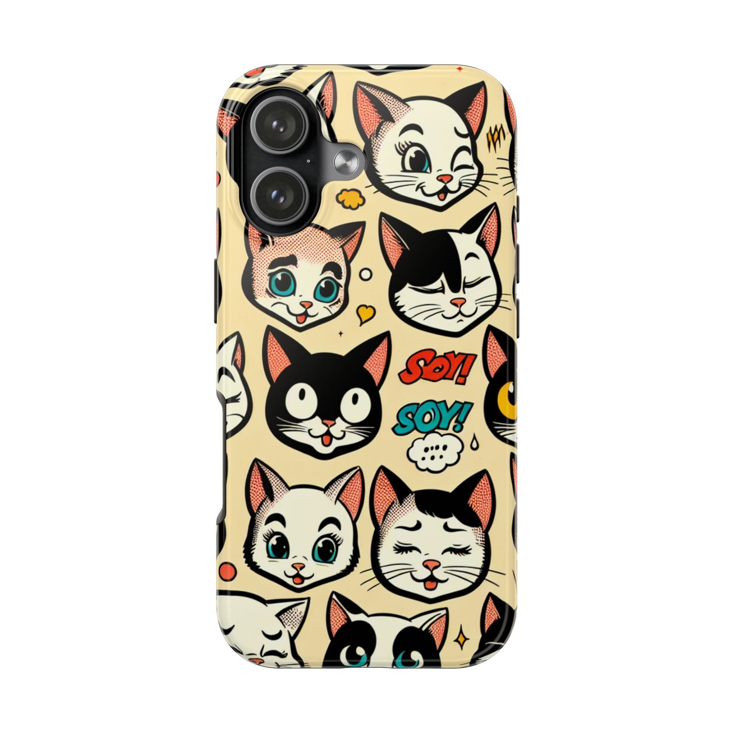 Playful Cat-Themed Tough Phone Case - Pet Pattern - for iPhone