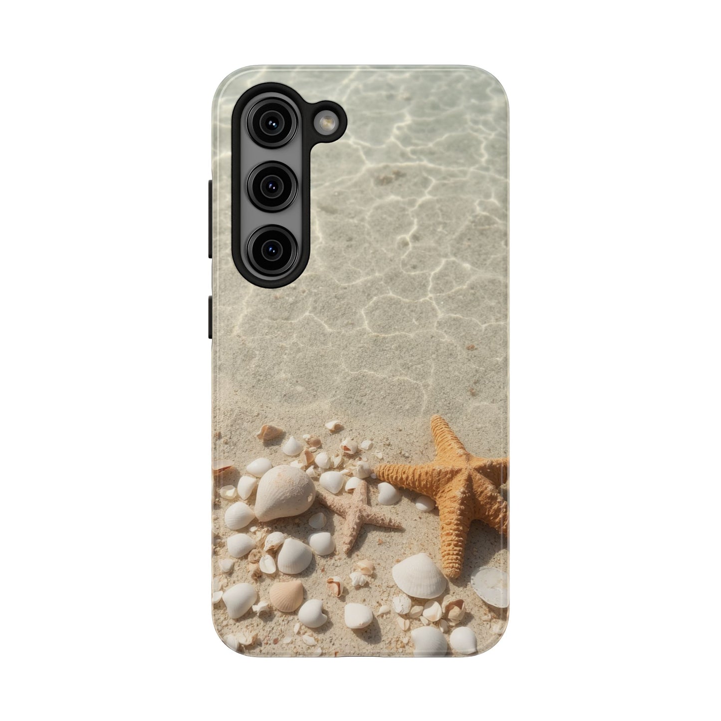 Beach-Inspired Tough Phone Case with Starfish and Seashell Design