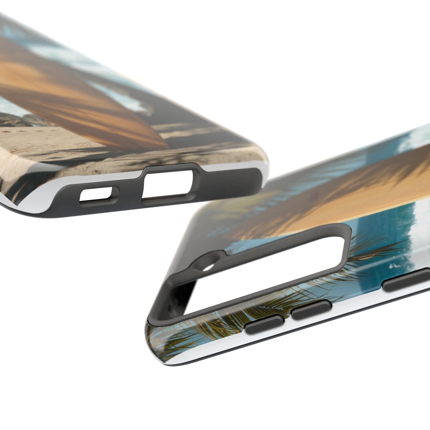 Tough Surfing Phone Case - Beach Vibes with Palm Trees & Surfboard