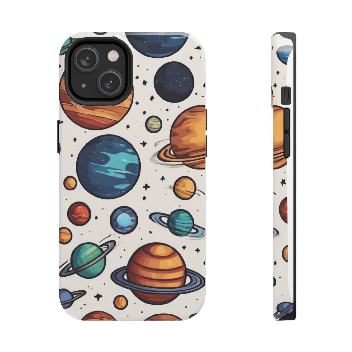 Cosmic Galaxy Tough Phone Case - Planetary Cartoon Design - for iPhone