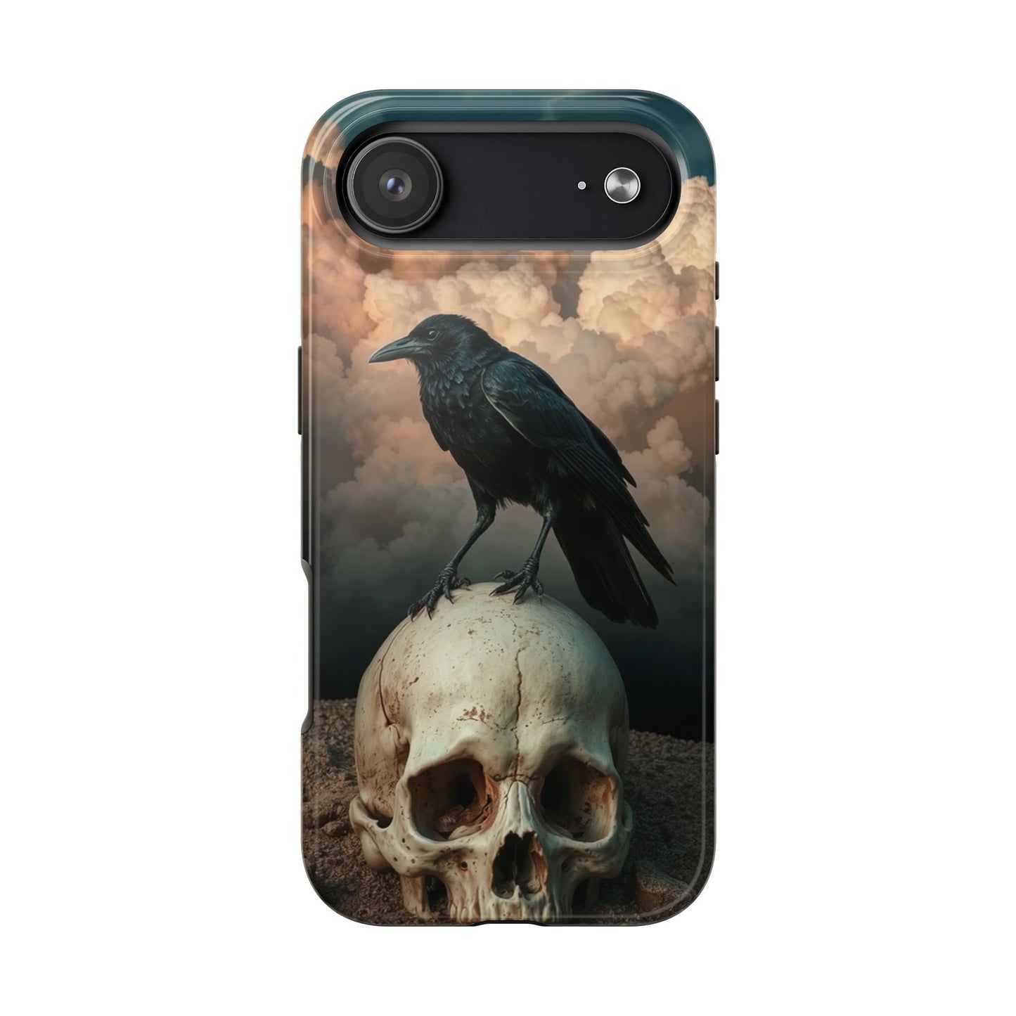 Gothic Raven Skull Tough Phone Case - Unique Protective Cover for Halloween Lovers