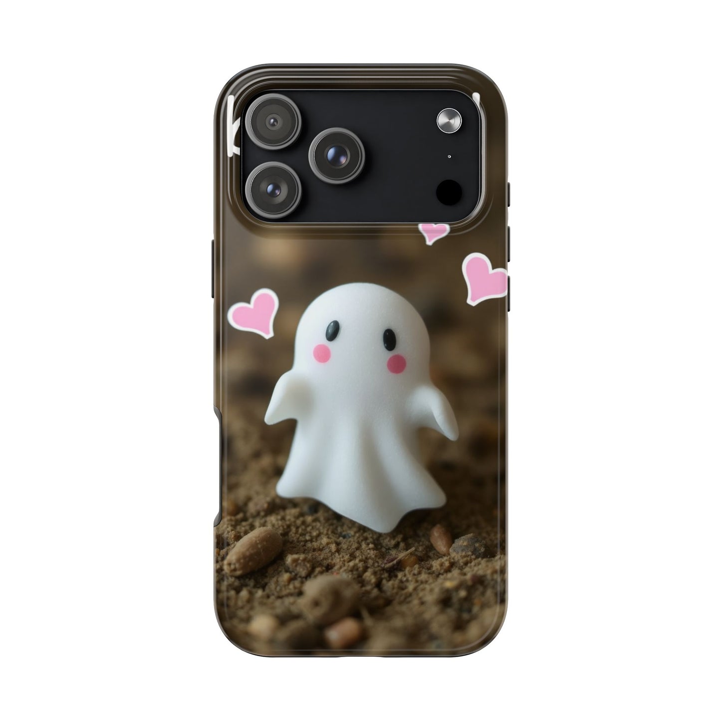 Cute Ghost Tough Phone Case - Beautiful Design with Heart Accents