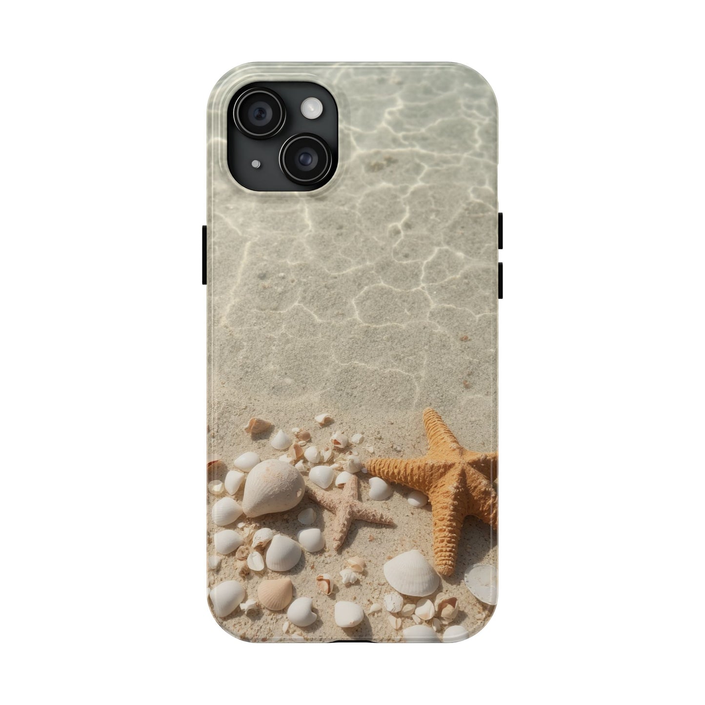 Beach-Inspired Tough Phone Case with Starfish and Seashell Design
