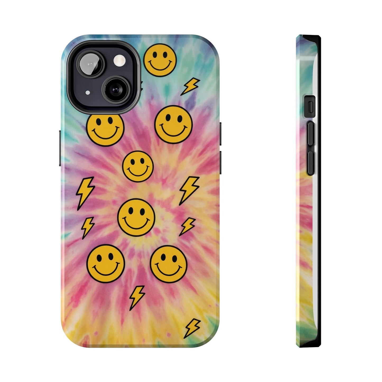 Colorful Smiley Lightning Tough Phone Case - Fun & Durable