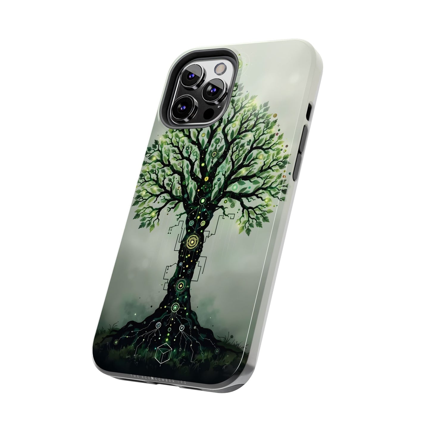 Nature-Inspired Tough Phone Case with Tech Tree Design - for iPhone