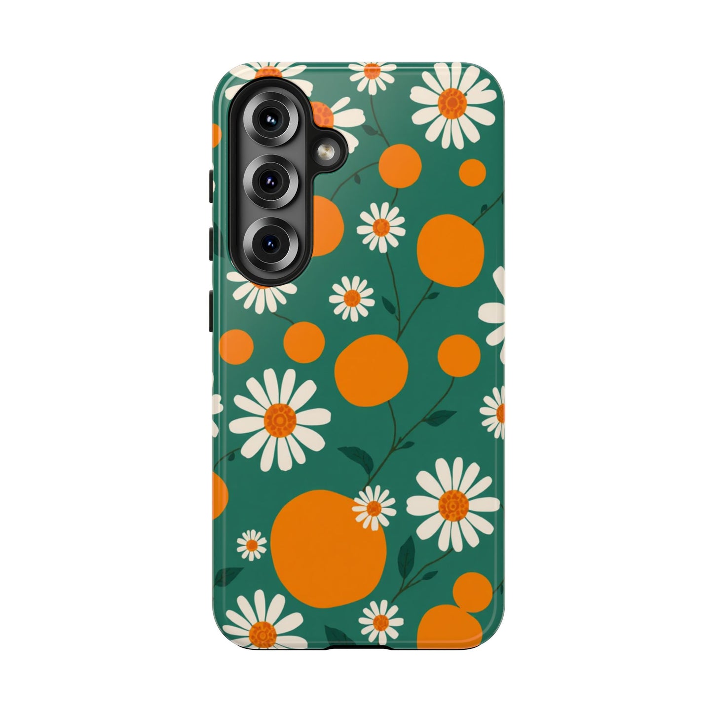 Floral Tough Phone Case - Daisy & Orange Design