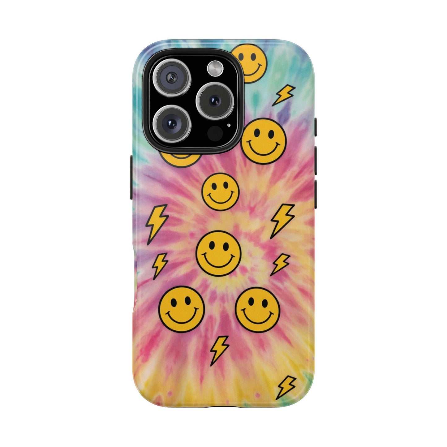Colorful Smiley Lightning Tough Phone Case - Fun & Durable