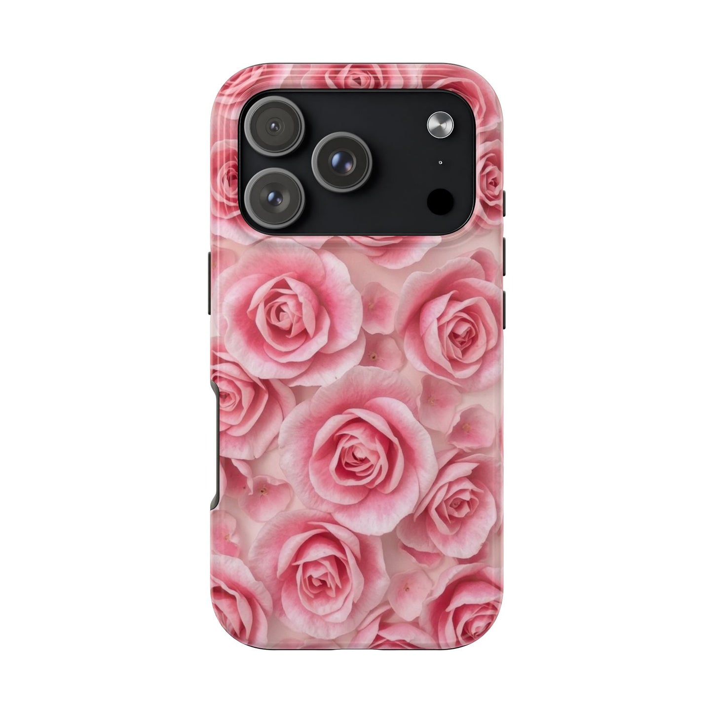Floral Tough Phone Case - Pink Rose Design, Durable Protection for Flower Lovers