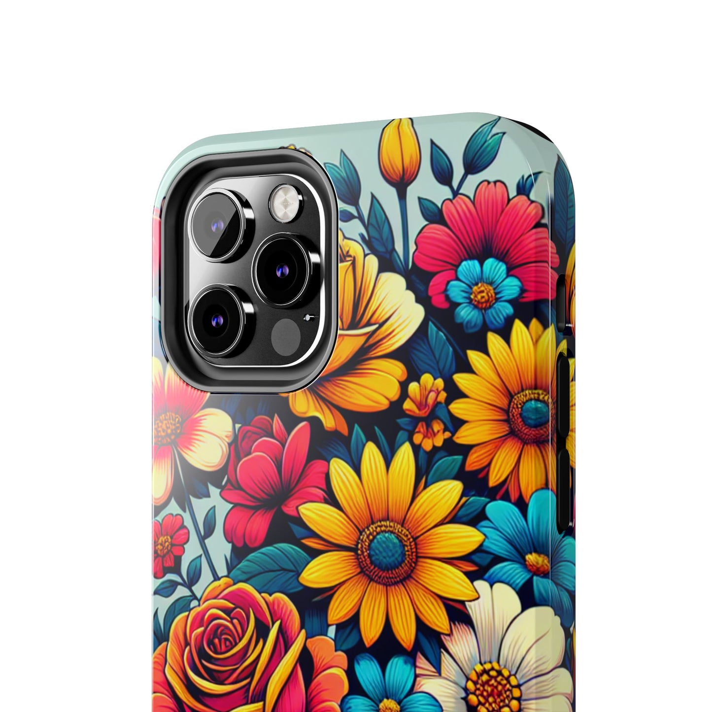 Vibrant Floral Tough Phone Case - Colorful Flower Design - for iPhone