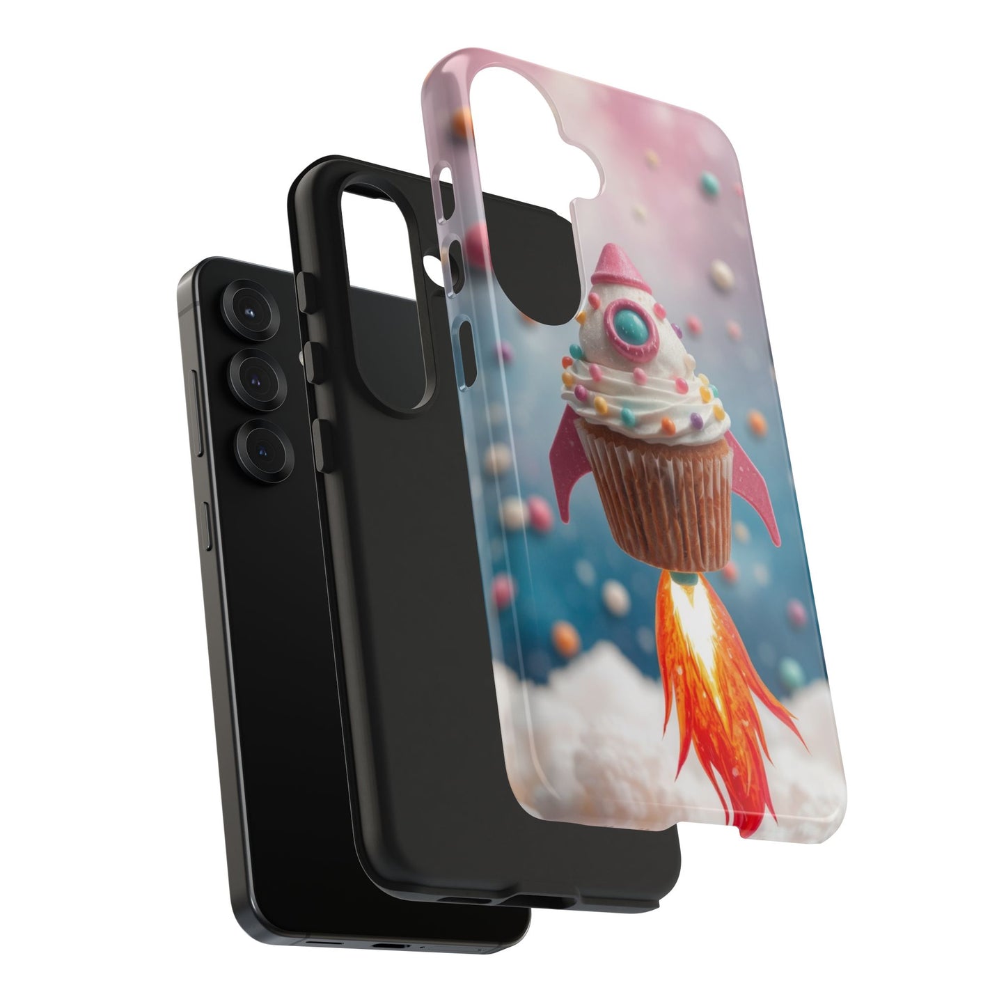 Whimsical Rocket Cupcake Phone Case - Fun Protective Case for Kids and Teens