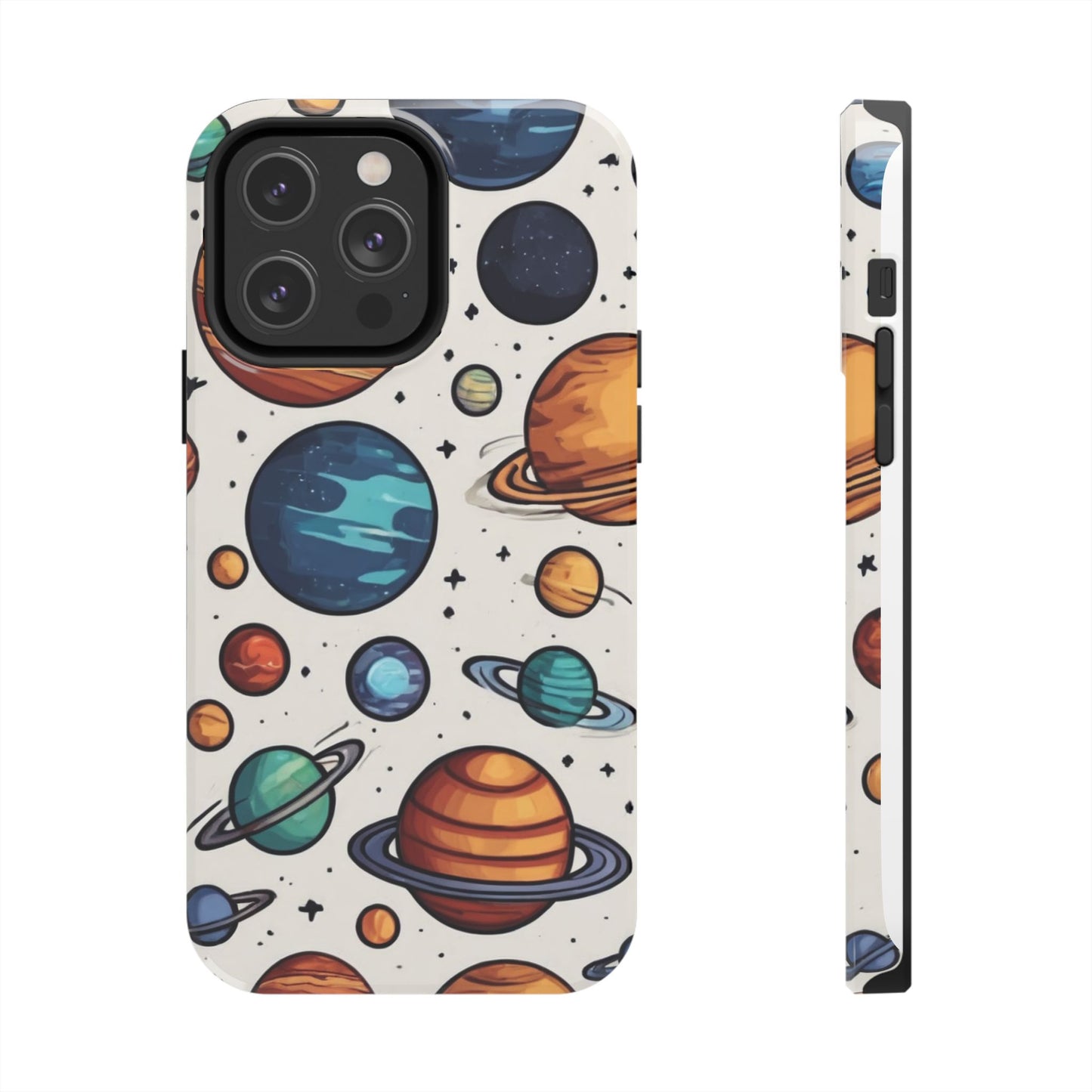 Cosmic Galaxy Tough Phone Case - Planetary Cartoon Design - for iPhone