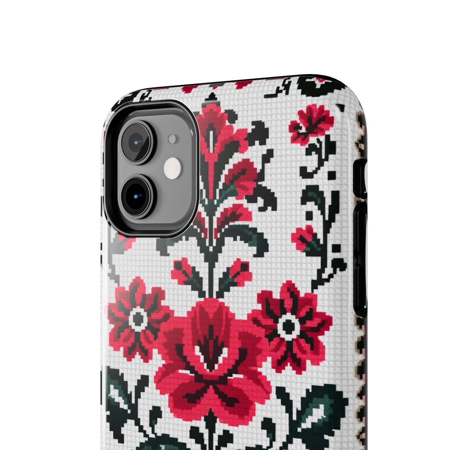 Traditional Floral Knit Tough Phone Cases - Durable Protection with Vintage Style - for iPhone