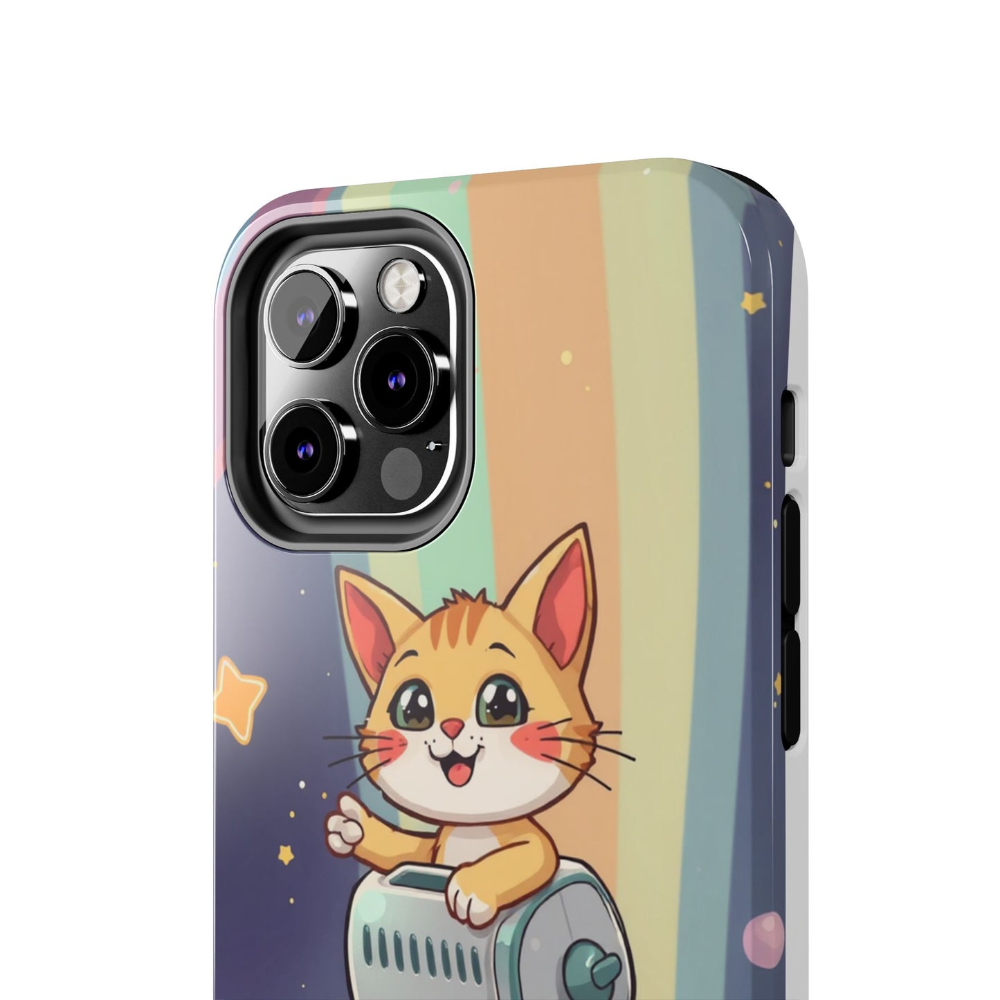 Cute Cat Rocket Phone Case - Vibrant and Playful Tough Case