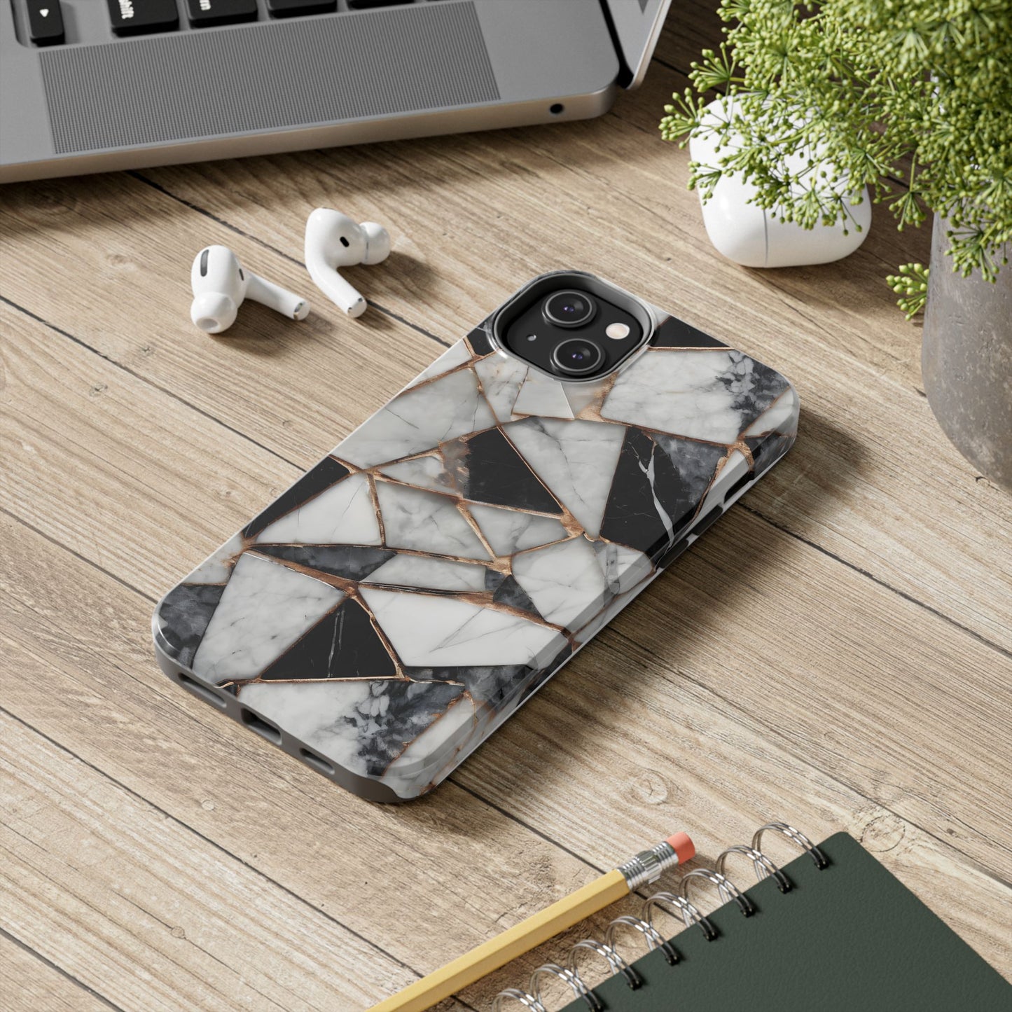 Elegant Marble Tough Phone Case - Stylish Protection for iPhone