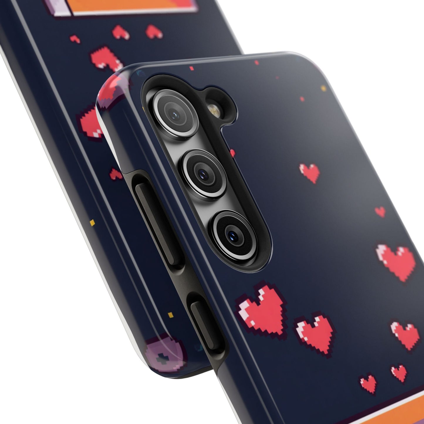 Pixel Heart Tough Phone Case - Retro Gamer Style for Valentine's Day