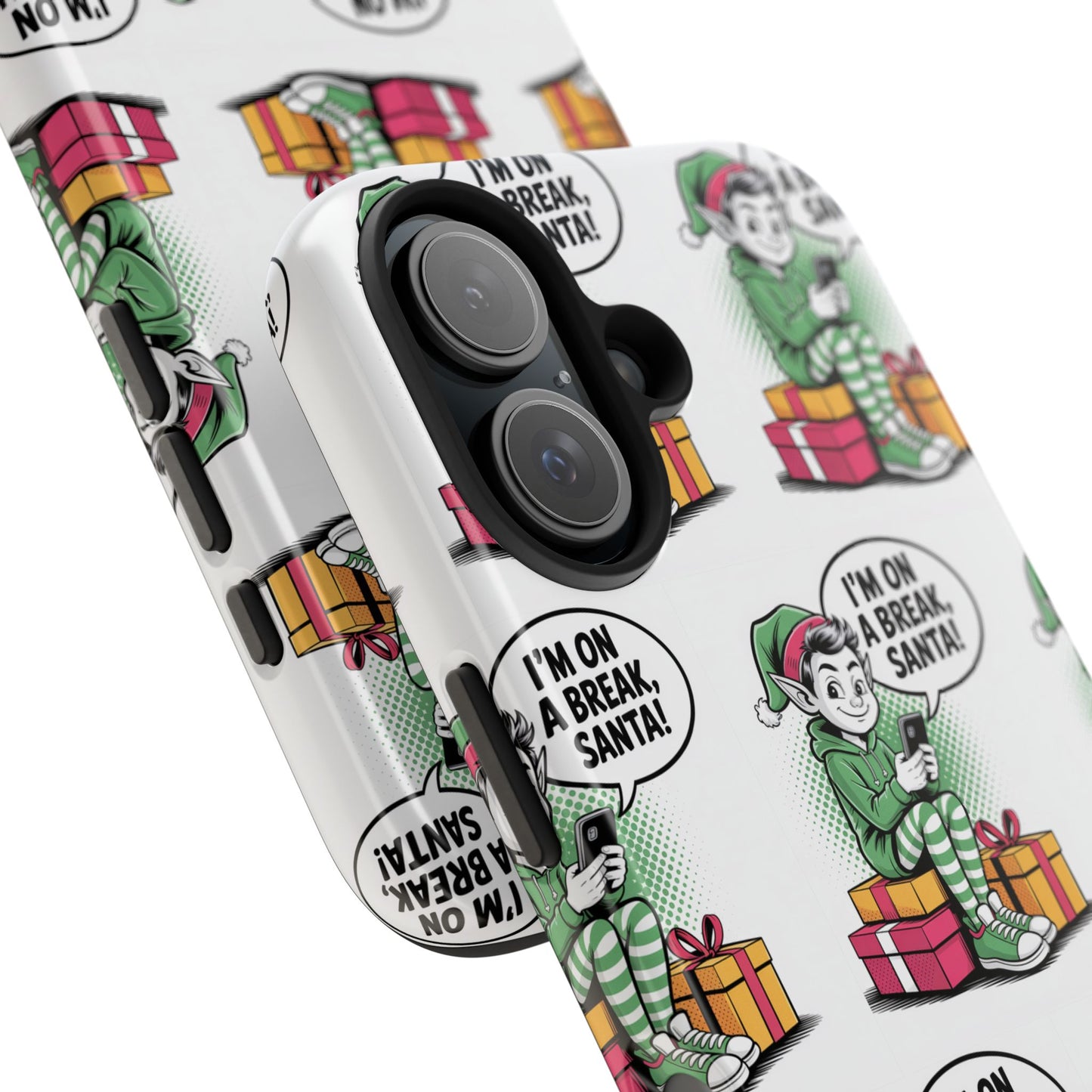 Christmas Elf Tough Phone Case - I'm on a Break, Santa Pattern!