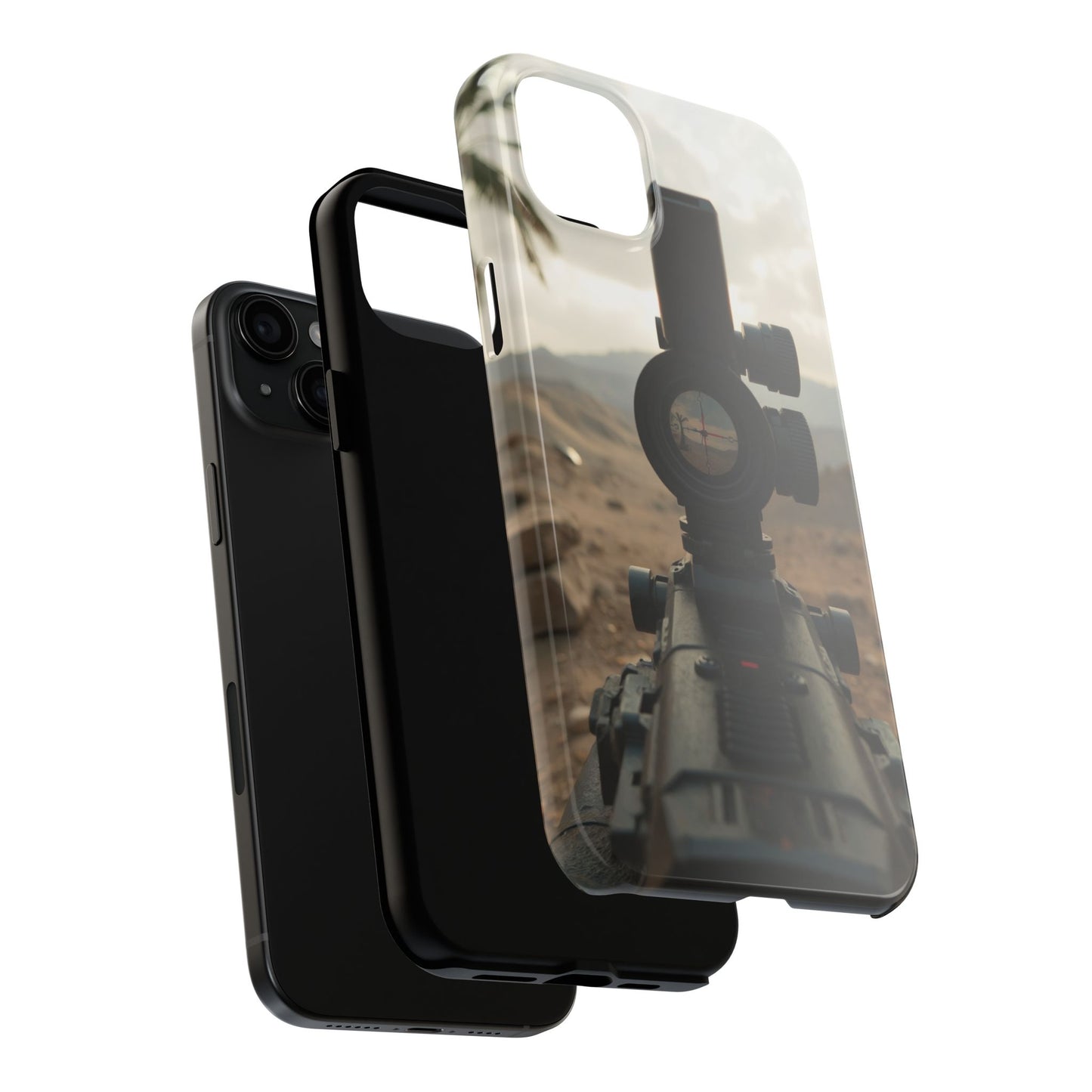 Tough Phone Case with Sniper Scope Design - Durable & Stylish Protection for Outdoors Enthusiasts