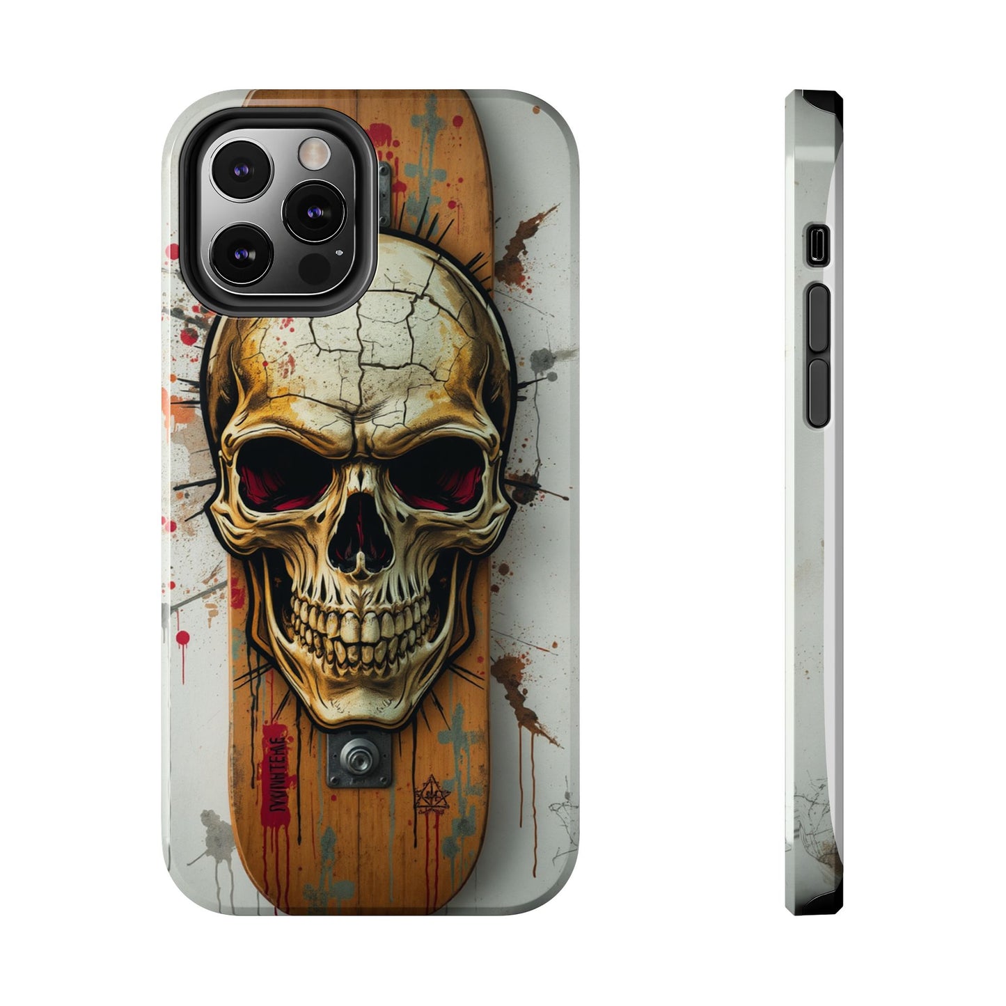Edgy Skull Tough Phone Case - Durable Protection for Skateboard Enthusiasts
