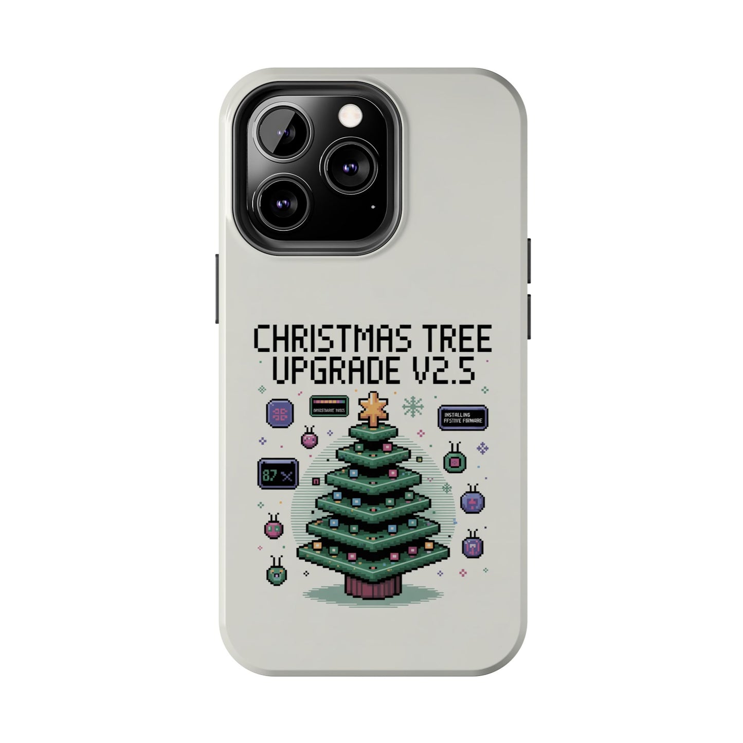 Christmas Tree Upgrade Tough iPhone Case - Pixel Art Design