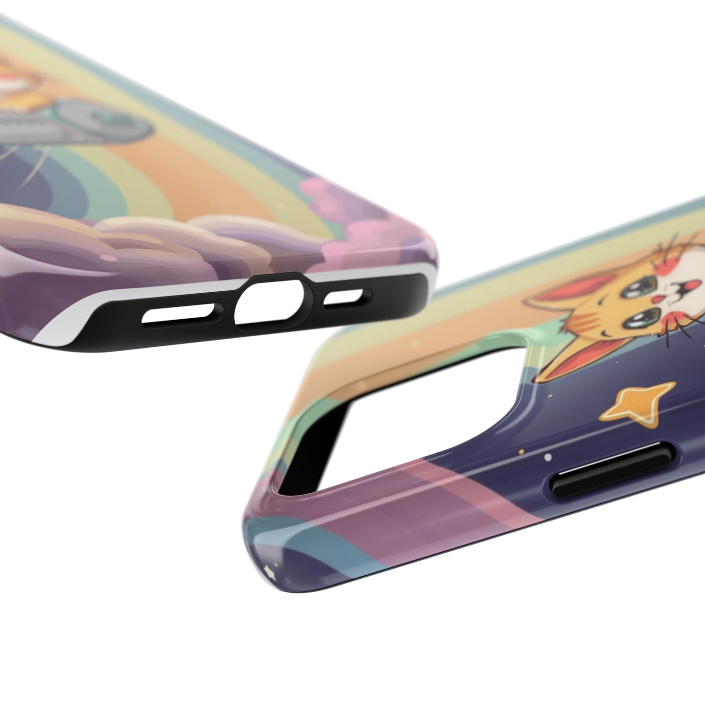 Cute Cat Rocket Phone Case - Vibrant and Playful Tough Case