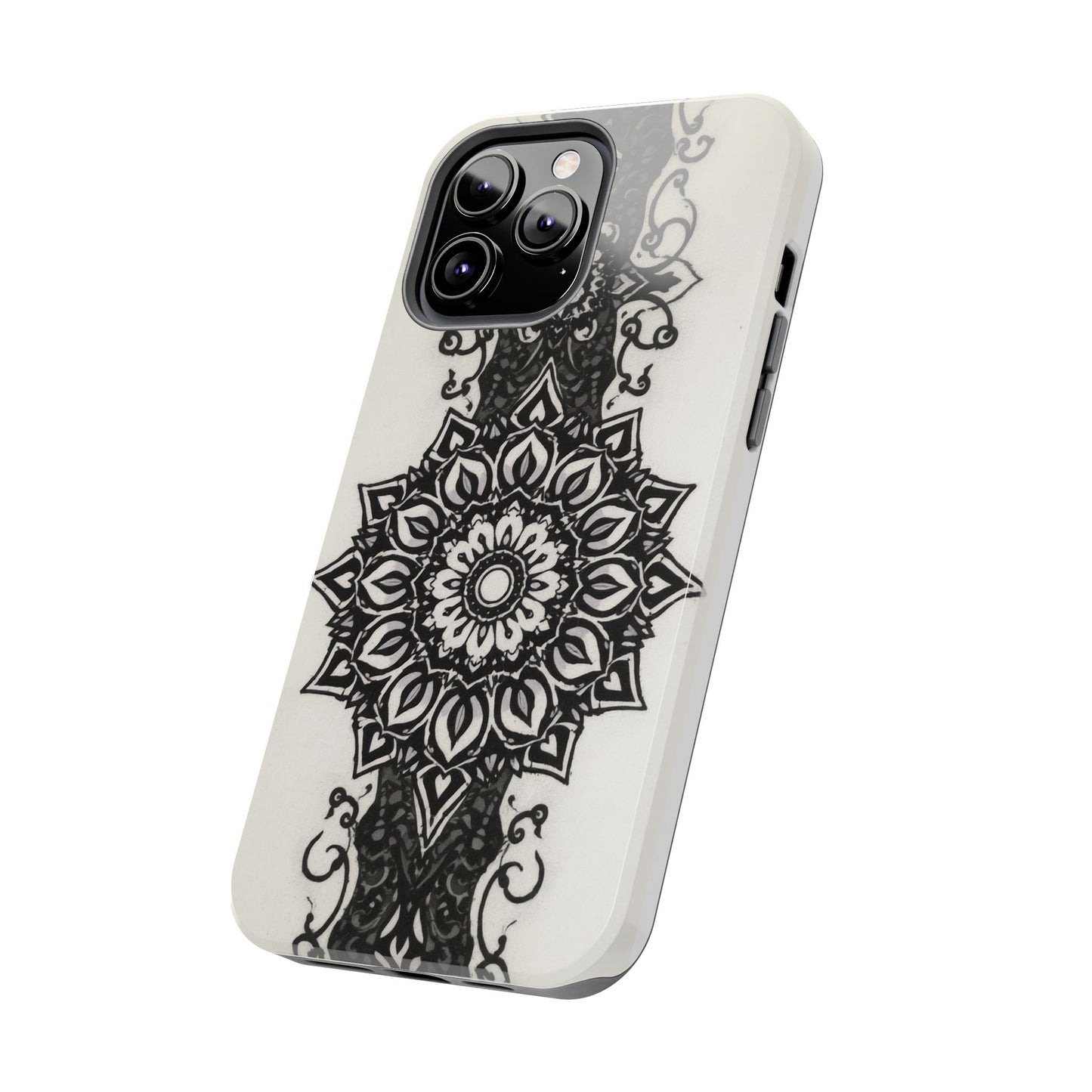 Stylish Tough Phone Cases with Dark Mandala Design - Durable and Unique Protection - for iPhone