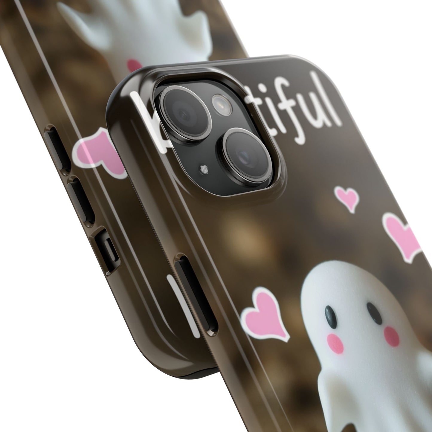 Cute Ghost Tough Phone Case - Beautiful Design with Heart Accents