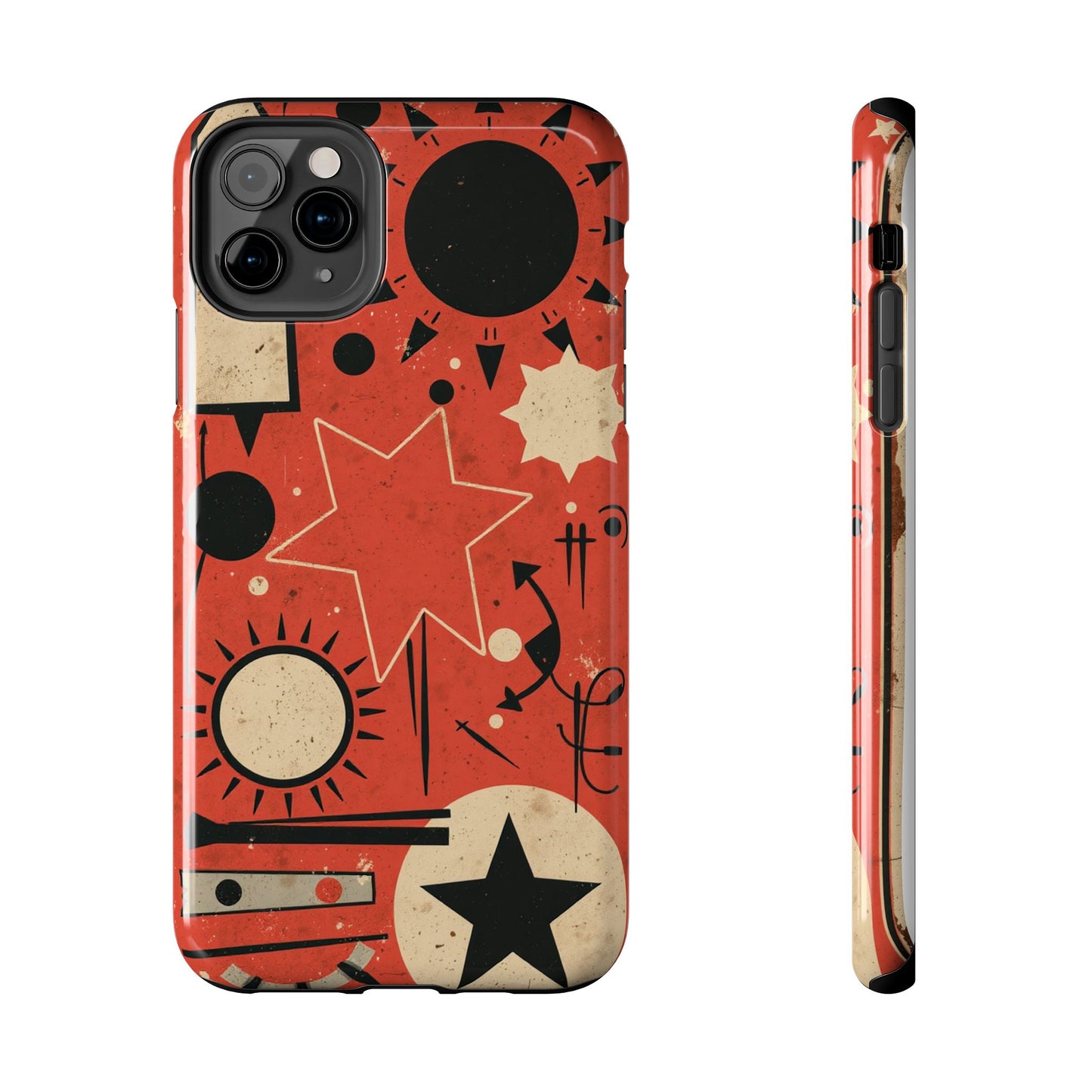 Retro Bold Tough Phone Case - Unique Geometric Design - for iPhone