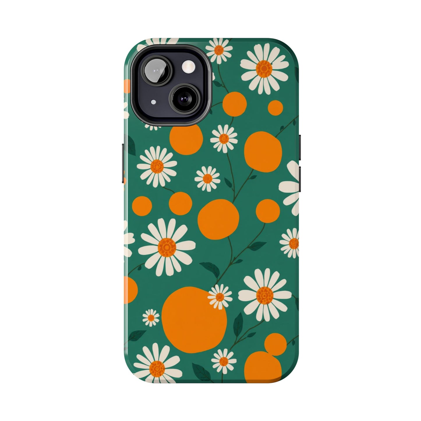 Floral Tough Phone Case - Daisy & Orange Design