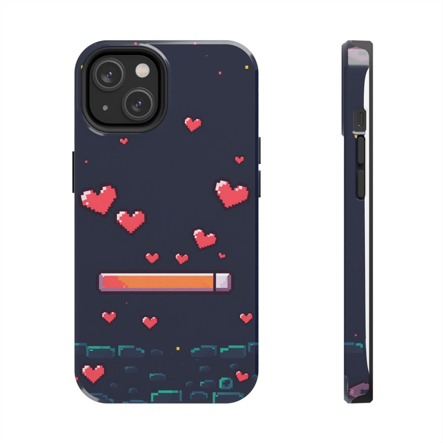 Pixel Heart Tough Phone Case - Retro Gamer Style for Valentine's Day